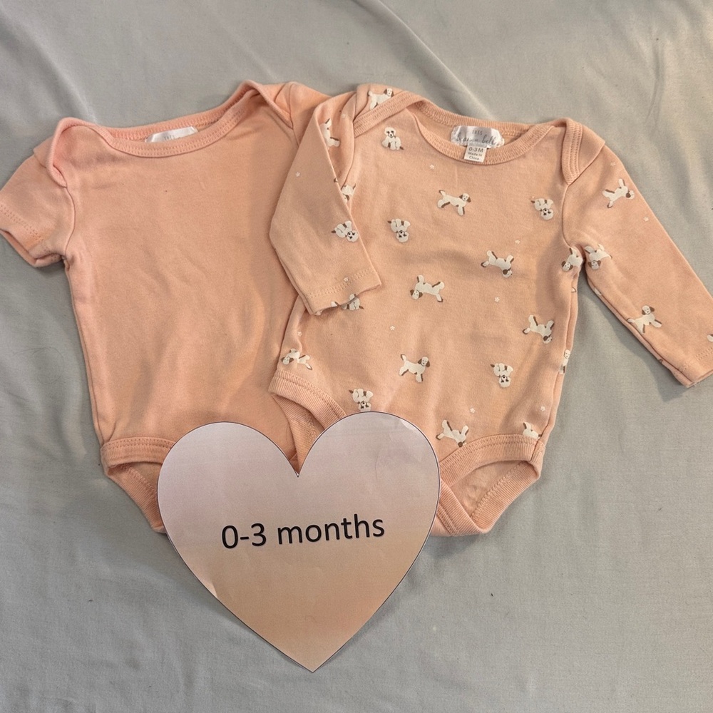 Tres Beau & Belle - 0-3M Adorable Pink Baby Onesie Set/Bodysuits